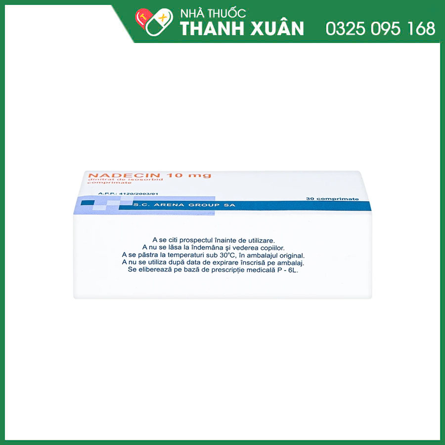 Nadecin 10mg thuốc phòng và điều trị cơn đau thắt ngực, điều trị suy tim sung huyết